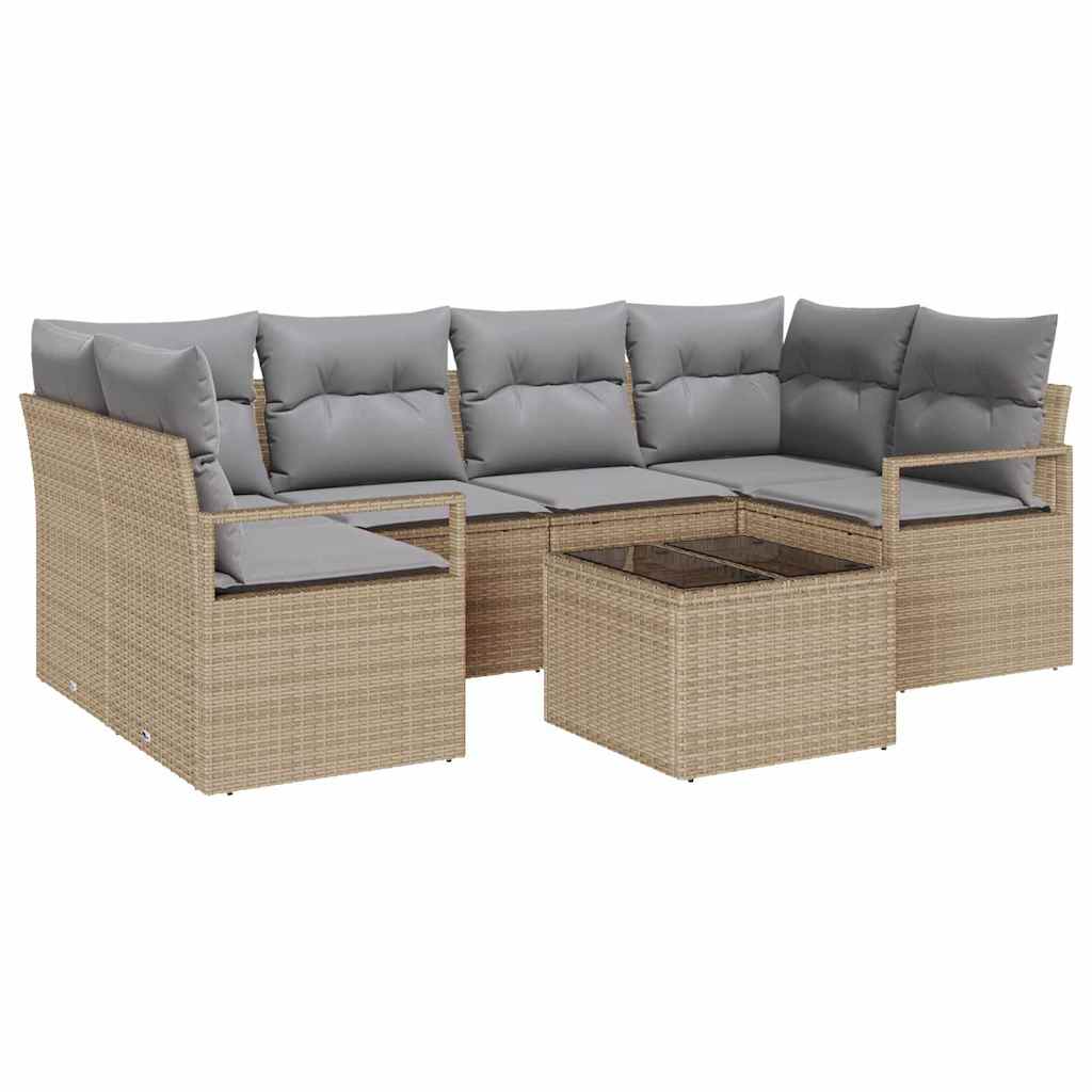 Garten-Sofa-Set mit Kissen 7 pcs Beige und Grau 55 x 55 x 37 cm
